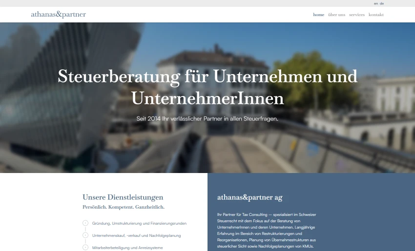 Screenshot Website-Redesign athanas&partner ag